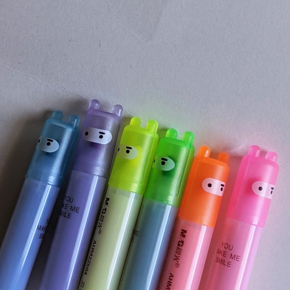 6pc Mini Ninja Bunny Alpaca Llama Highlighters Pens Small Cute Kawaii Stationery - Picture 3 of 3